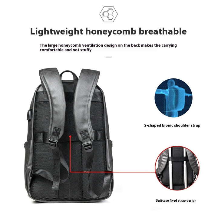 Casual Versatile Backpack Men's Waterproof Large Capacity