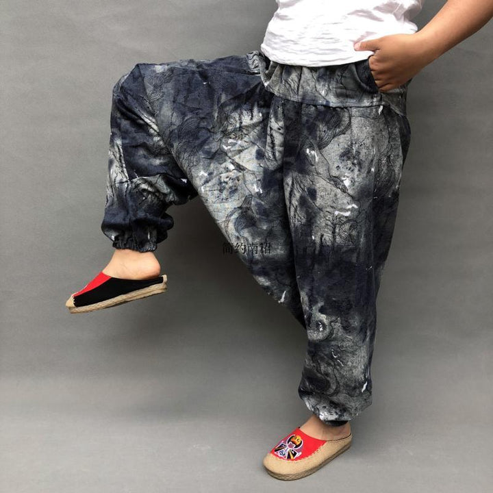 Trendy Plus Size Loose Lantern Men's And Women's Same Large Crotch Pants