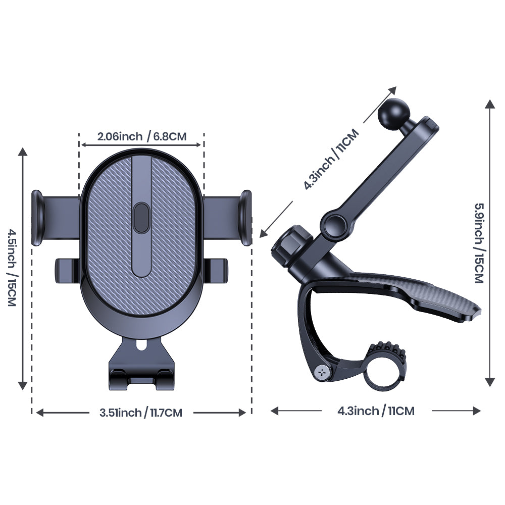 Dashboard Car Phone Holder Clip Mount, One-Handed GPS Stand for Safe Driving