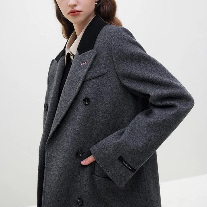 Dark Grey Women's Long Woolen Coat