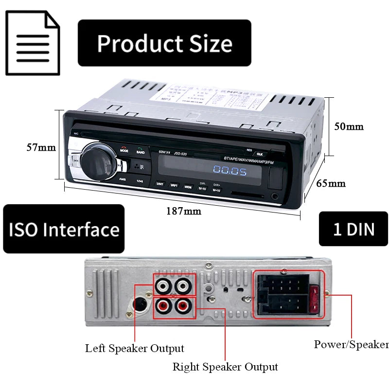 1 Din Car Stereo MP3 Player