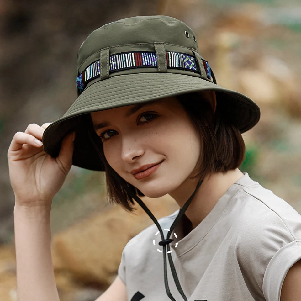 Vibrant Bucket Hat with Ethnic Belt