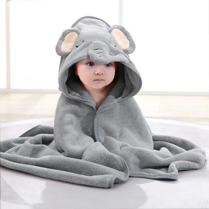 Soft & Adorable Cartoon Animal Hooded Baby Towel - Warm, Cozy Cotton Bathrobe for Newborns & Toddlers