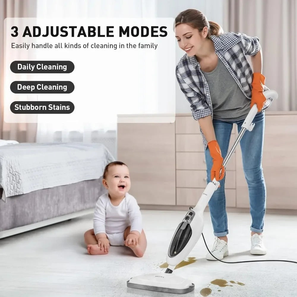 10-in-1 Steam Mop Detachable Steam Cleaner with 3 Microfiber Mop Pads – Multifunctional Floor Steamer