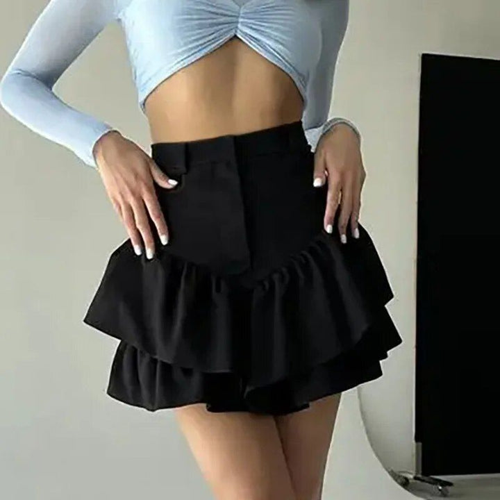 Elegant High Waist Ruffle Skirt