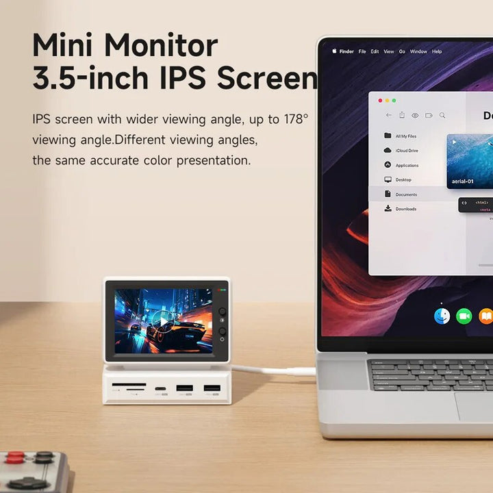 Compact 3.5" IPS Display & USB-C Hub: Mini PC Monitor & Connectivity Solution