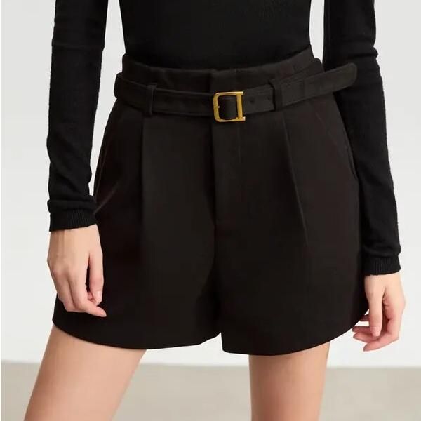 Winter Office Lady Casual Shorts with Belt