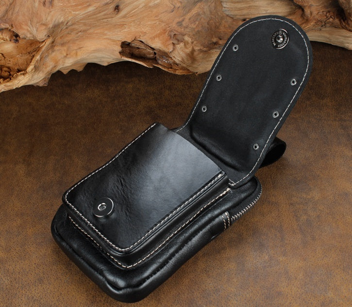 Mens Leather Pouch Belt Biker Hiking Camp Phone Pocket Waist Fanny Bags