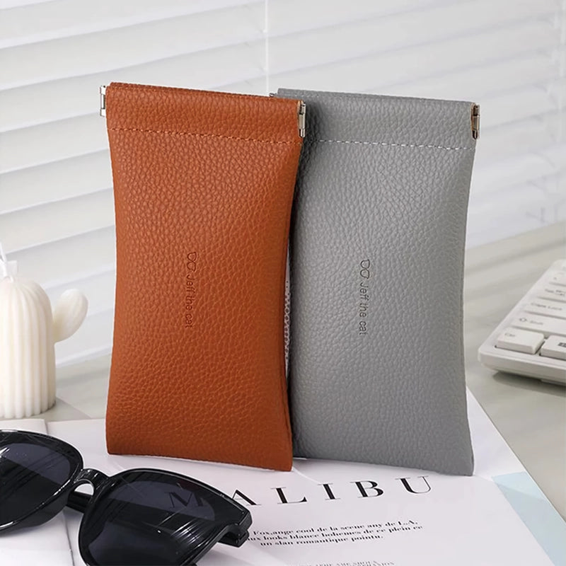 Elegant PU Leather Glasses Case with Automatic Closure