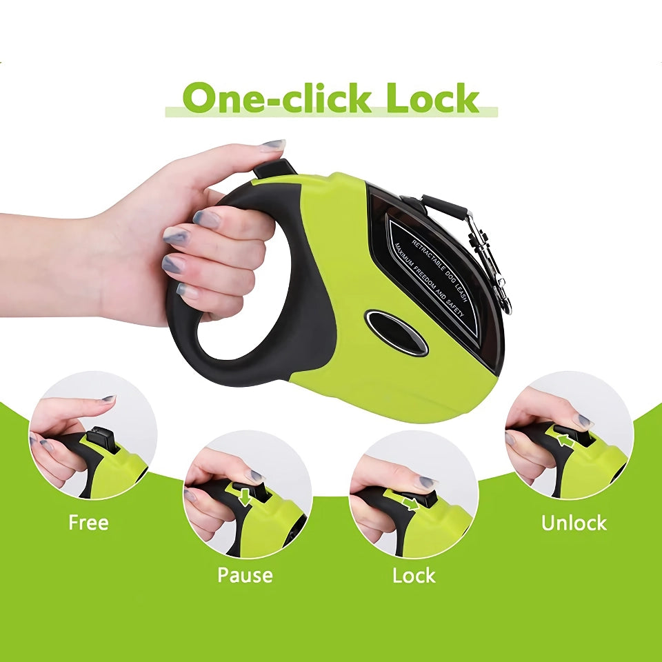 Strong Retractable Dog Leash with Ergonomic Handle and One-Handed Brake