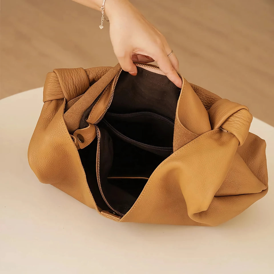 Korean Oversized Soft Genuine Leather Hobo Shoulder Bag for Women