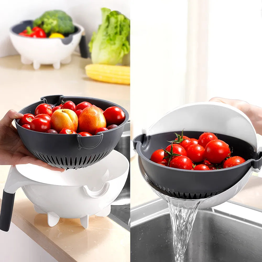 Multifunctional 9-in-1 Vegetable Slicer with Drain Basket