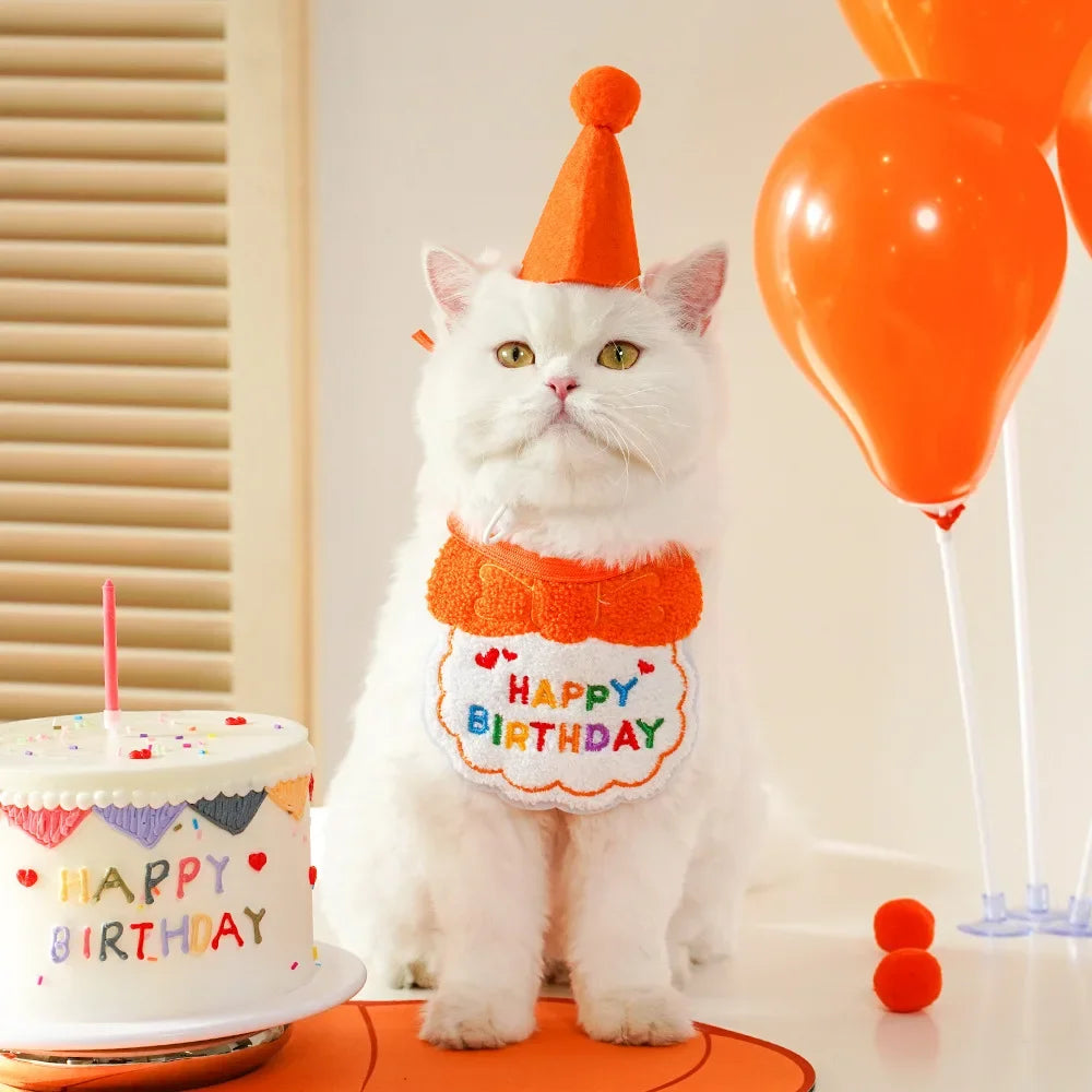 Charming Pet Birthday Bandana and Hat Set