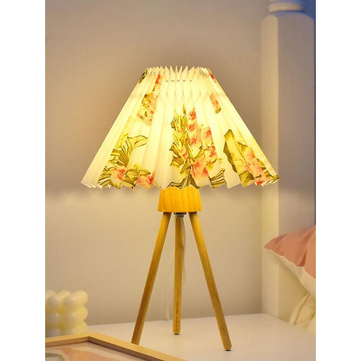 Wood USB Table Lamp with Adjustable Brightness for Bedside and Desk