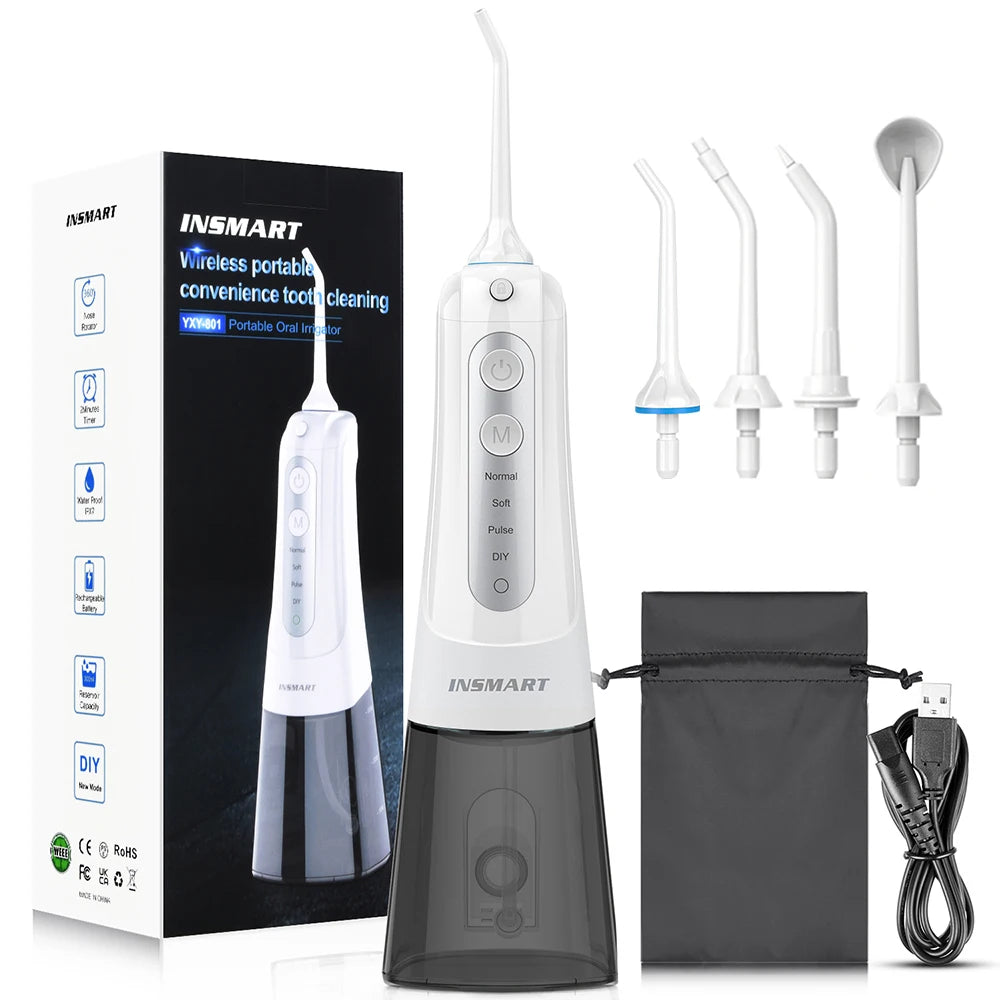 Portable Waterproof Oral Irrigator - Rechargeable Water Flosser