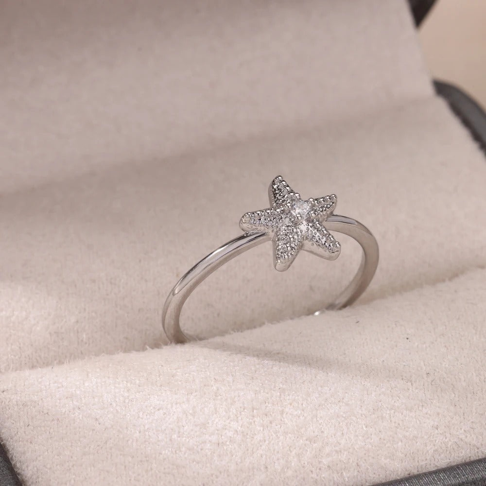 Zircon Starfish Ring for Women