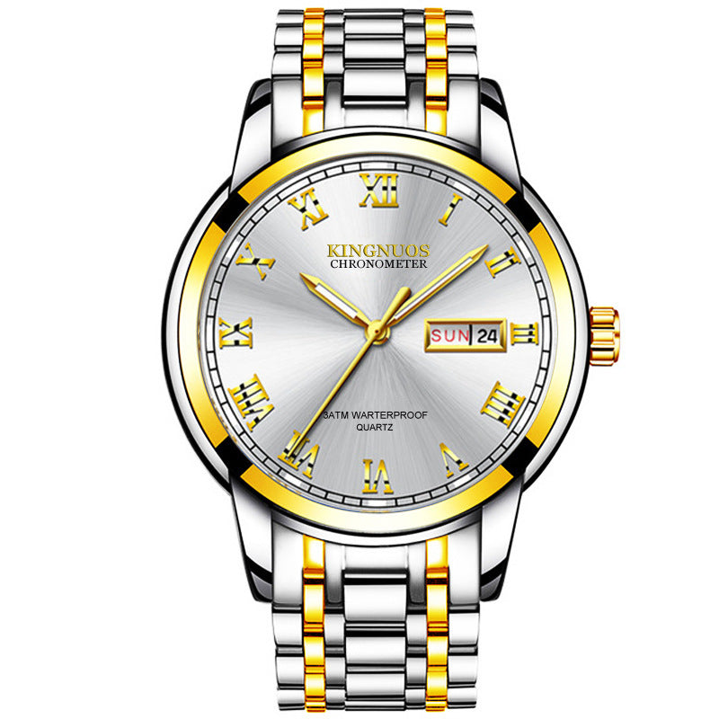 Cross-border Hot Double Calendar Steel Belt Watch Business Non-mechanical