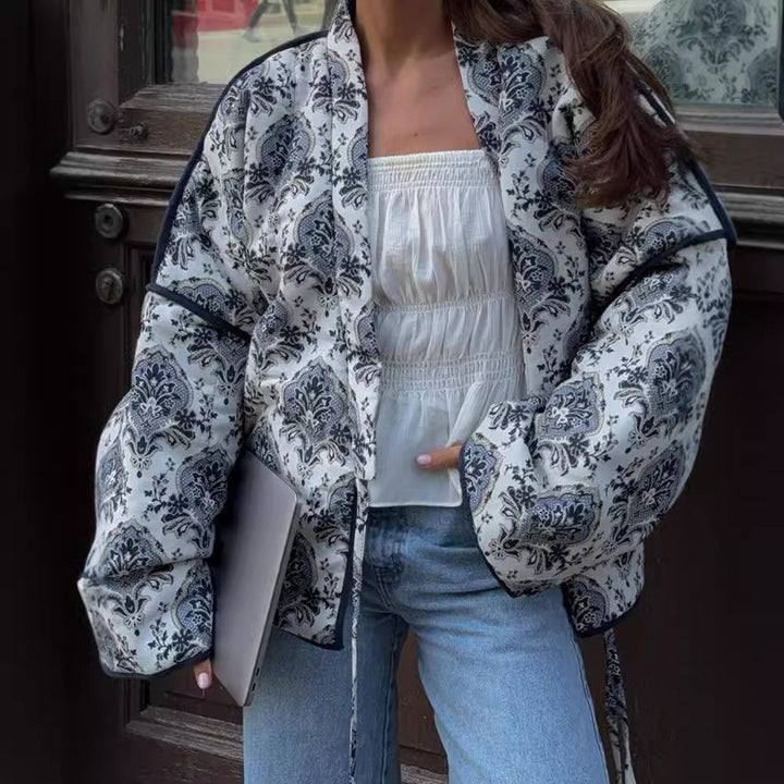 Women's Printed Lace-up Jacket Coat