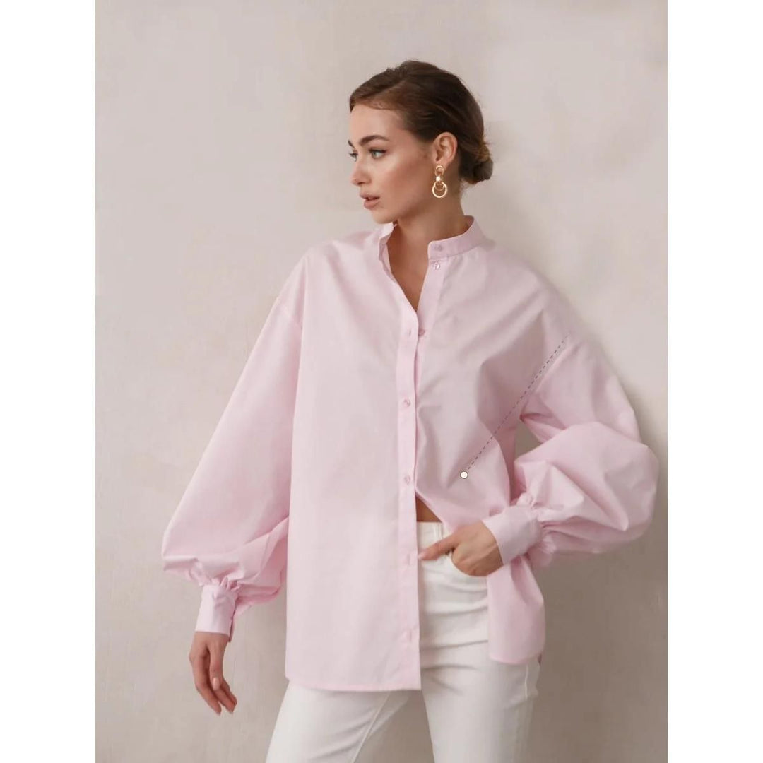 Women's Elegant Cotton Lantern Sleeve Blouse