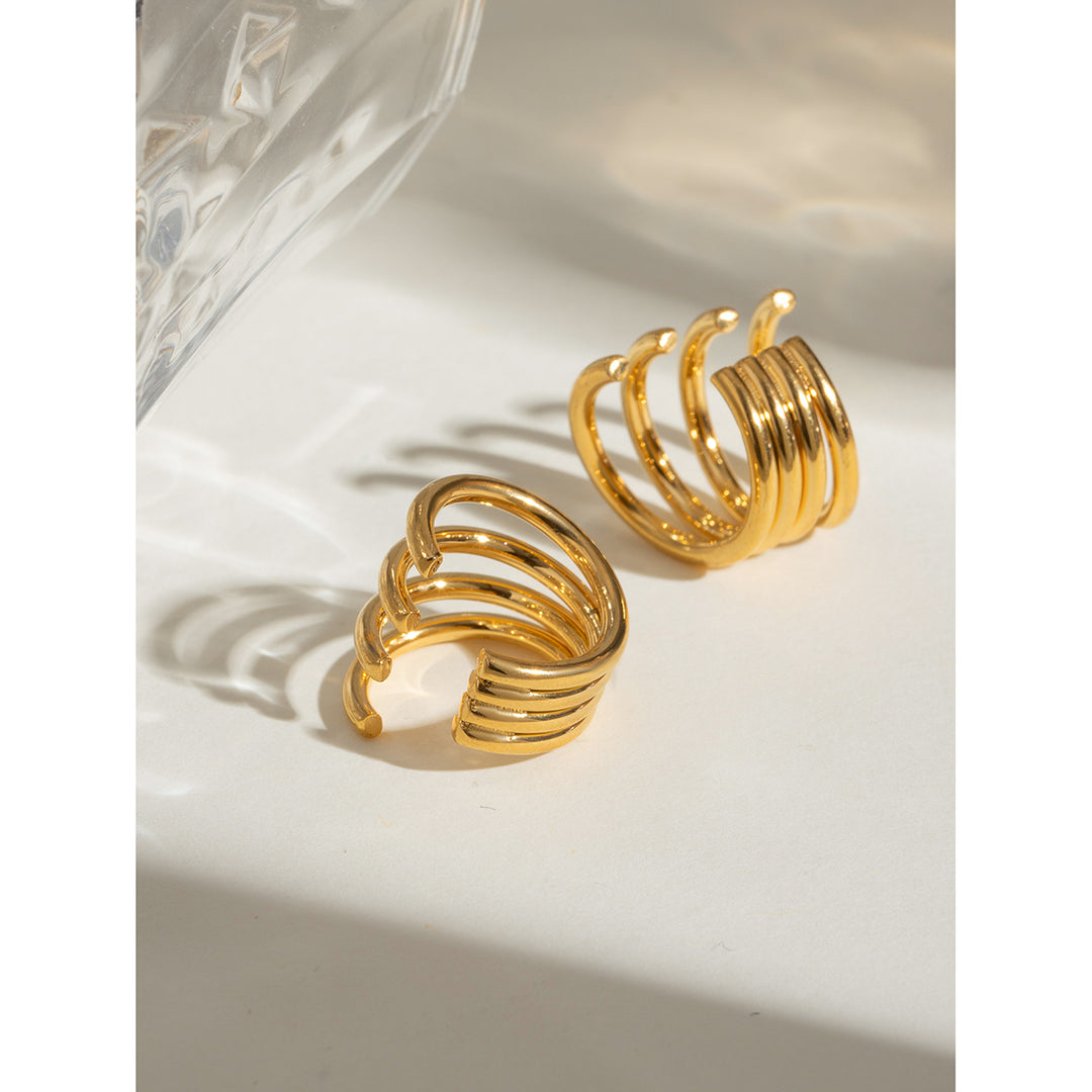 18k Gold Plated Four-Layer Stainless Steel Hoop Ear Clip