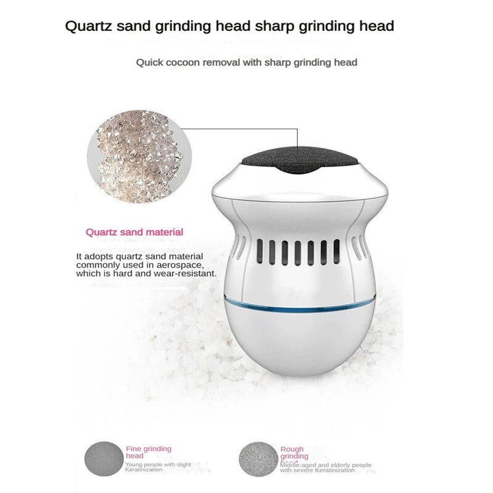 Rechargeable Electric Foot Grinder with Vacuum: USB, Dual-Speed, 6 Grinding Heads