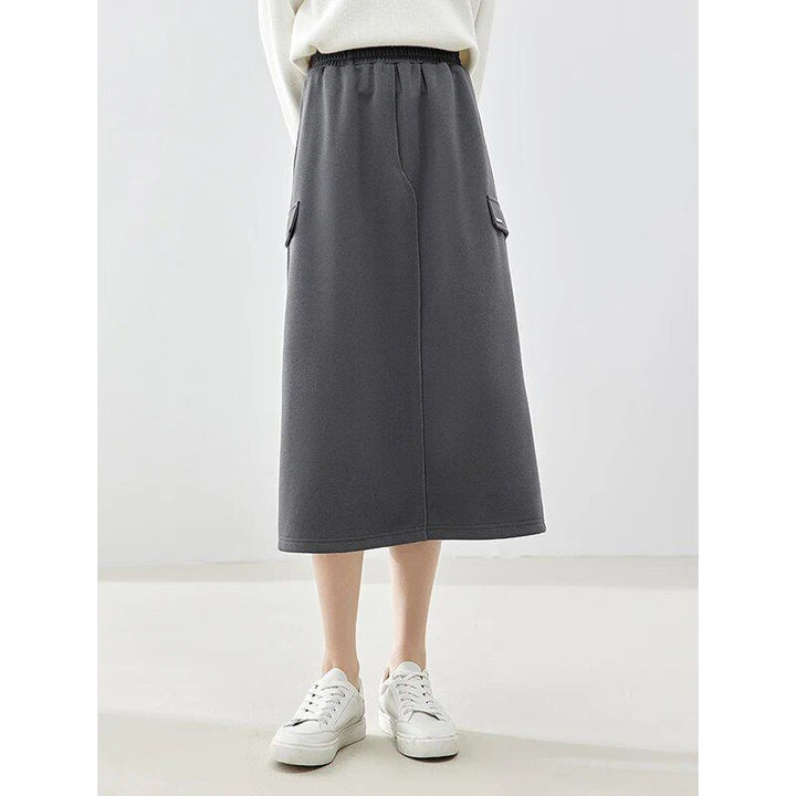 Elegant Dark Gray Mid-length Skirt