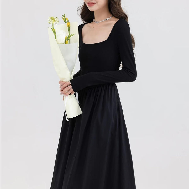 Elegant Square Neck Casual Dress