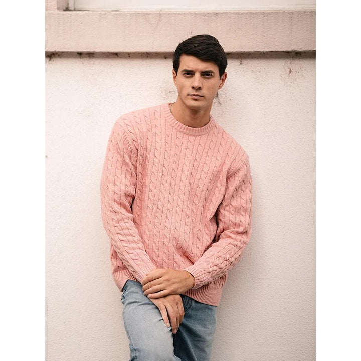 Oversized Cable Knit Sweater for Men