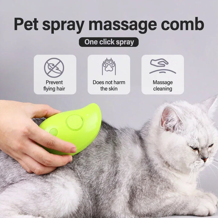 3-in-1 Pet Grooming Comb: Electric Spray Massage and Hair Removal for Cats & Dogs - USB Charging