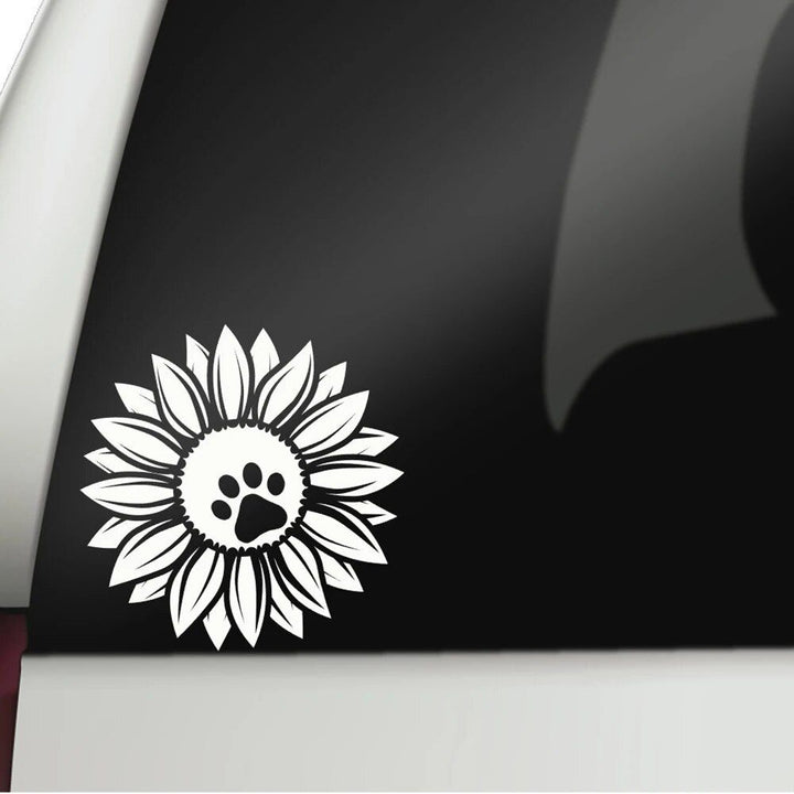 Sunflower & Dog Paw Vinyl Decal