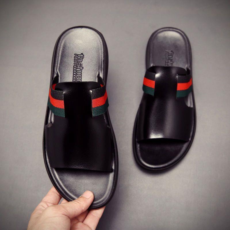 Men's Slippers Wear Summer Beach Outdoor Deodorant Soft Leather Sandals