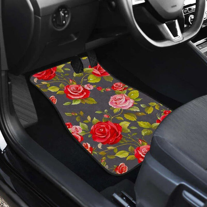 Rose-Blush Floral Car Floor Mats Set (4PCs)