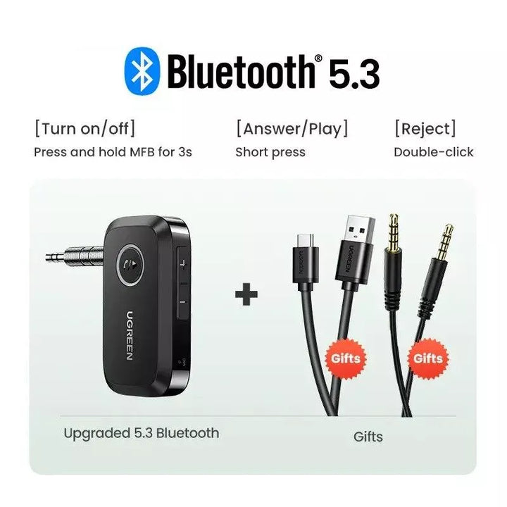 Wireless Bluetooth Car Receiver Adapter: Enjoy Hands-Free Music & Calls