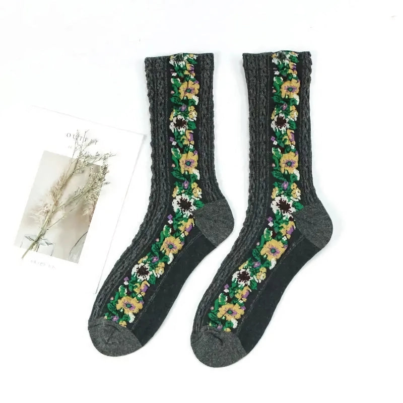 Funny Women’s Harajuku Flower Socks