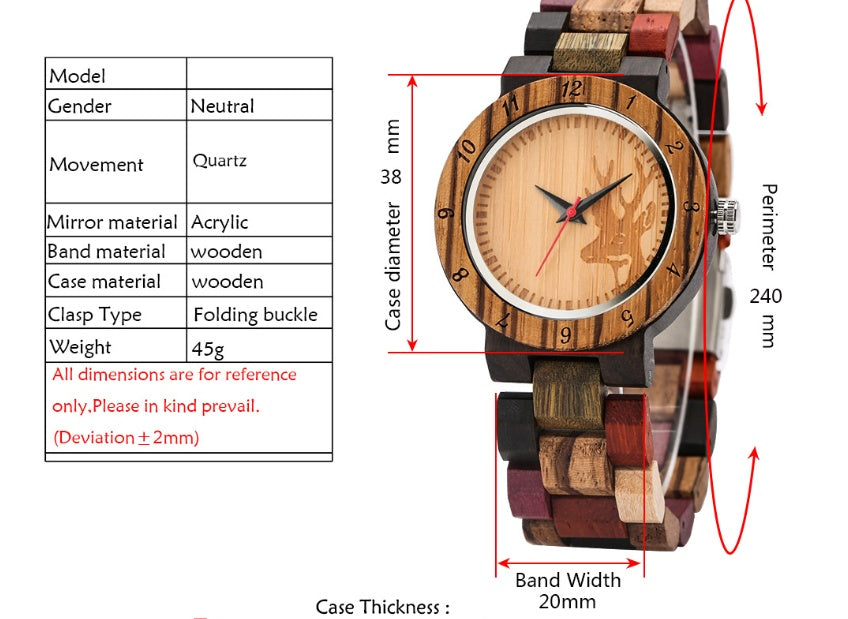 Colored Wood Quartz Casual Watch