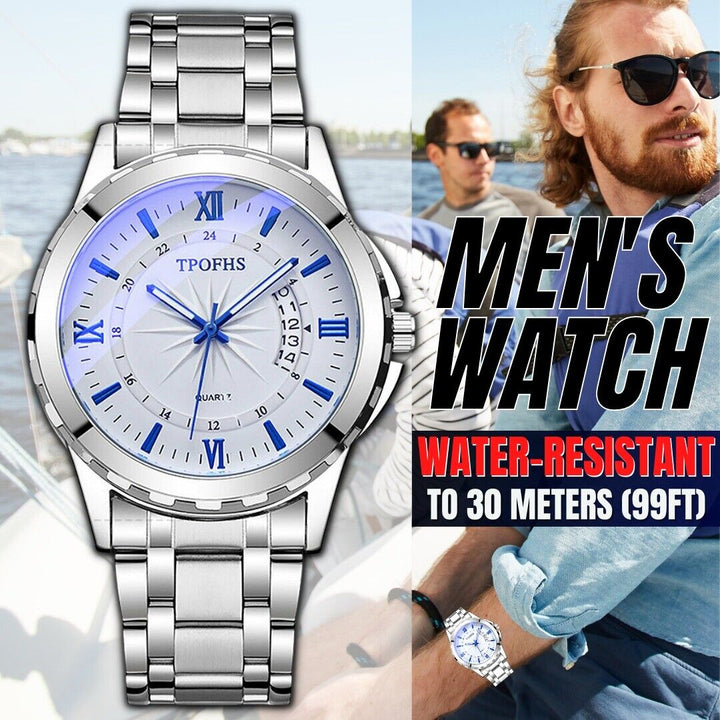 Classic Men's Watch Stainless Steel Wristwatch For Men Quartz Luxury Waterproof