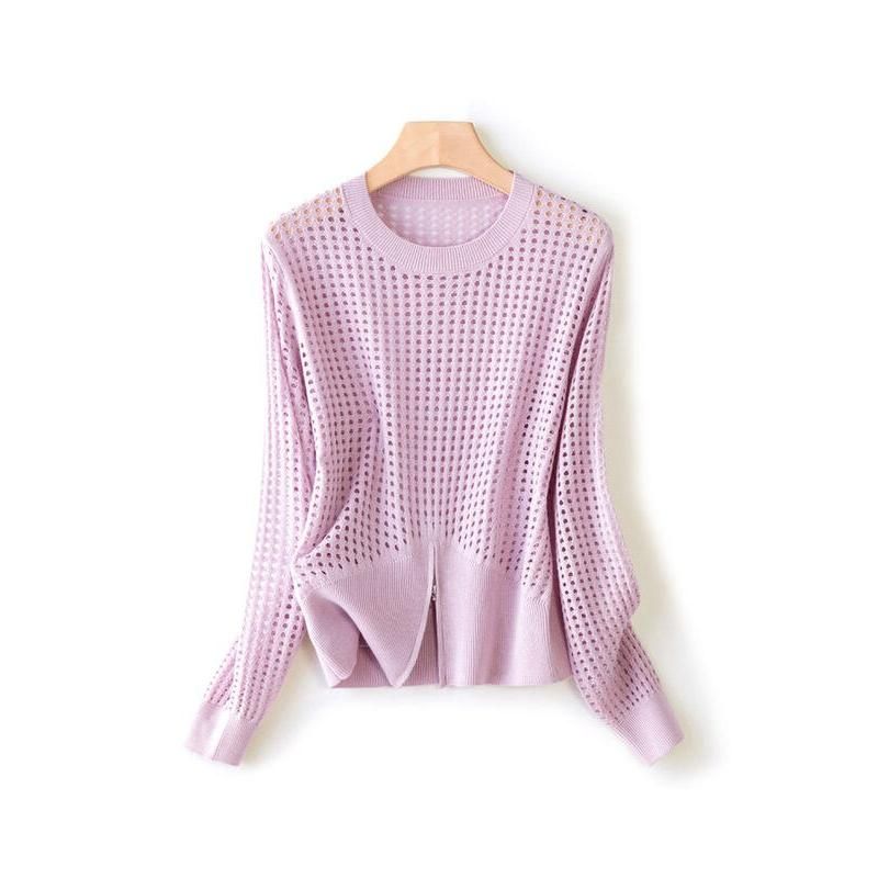 Chic Hollow Out Silk Blend Sweater