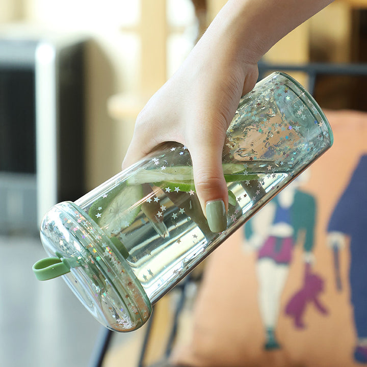 Sparkling Kawaii Bubble Tea Water Bottle with Straw