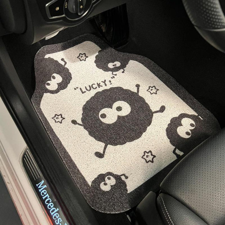 Universal Short Plush Car Floor Mats - Anti-dirty, Anti-slip Cartoon Dust Elf Interior Mats