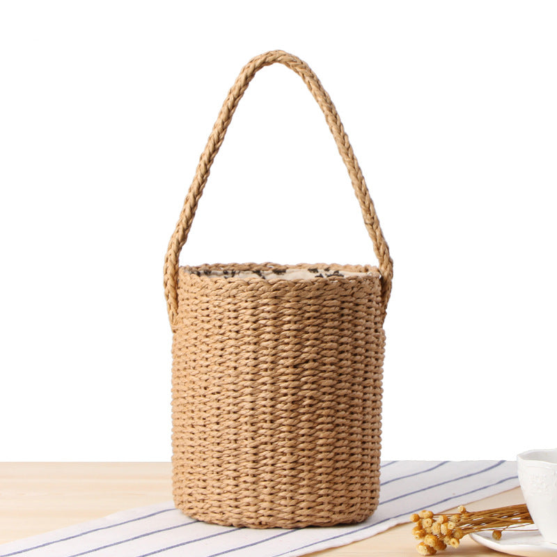 Hand-made Straw Bucket Bag