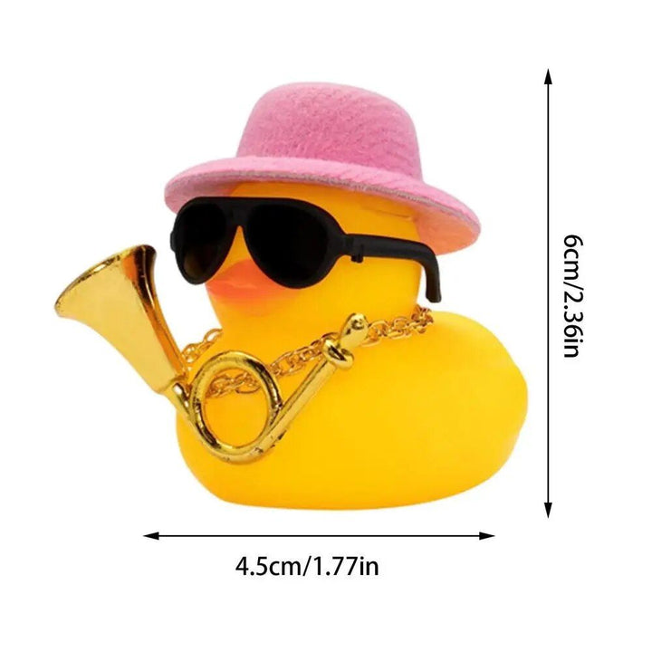 Mini Rubber Duck Car Ornaments Dashboard Interior Decor Cowboy Hat Duck With Scarf Sunglasses Kids Toys Gifts Car Accessories