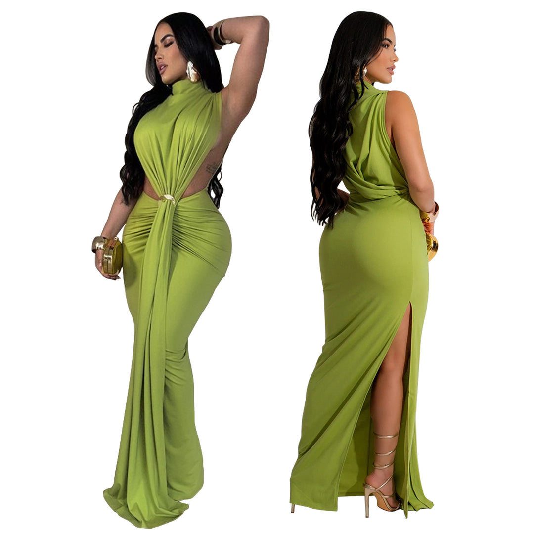 Solid Color Sexy Side Split Sleeveless Fashion Dress Skirt