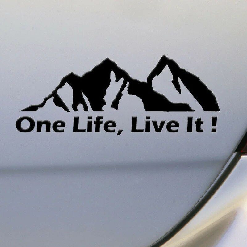 Universal 'One Life Live It' Off-Road Car Sticker - Mountain Silhouette Decal for All Vehicles