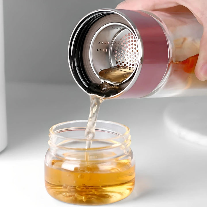 High Borosilicate Glass Tea Infuser Water Bottle