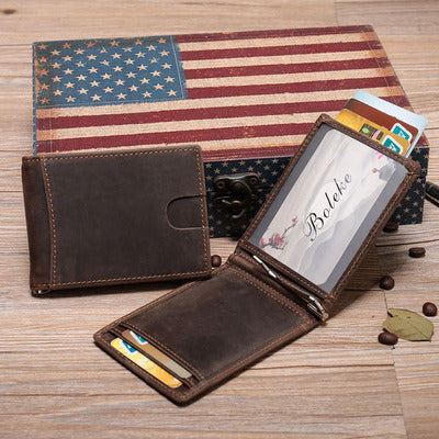 Handmade simple wallet radiation-proof leather