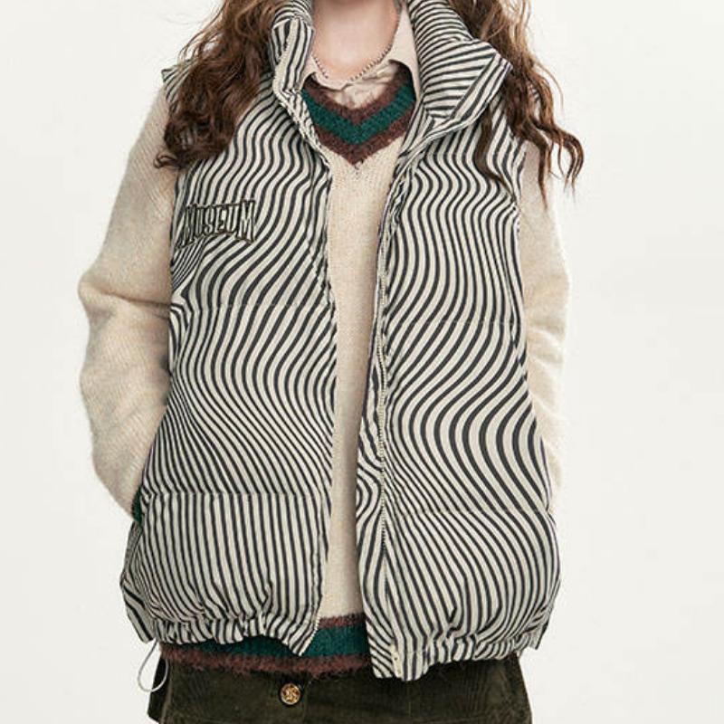 Striped Detachable Down Vest for Autumn/Winter