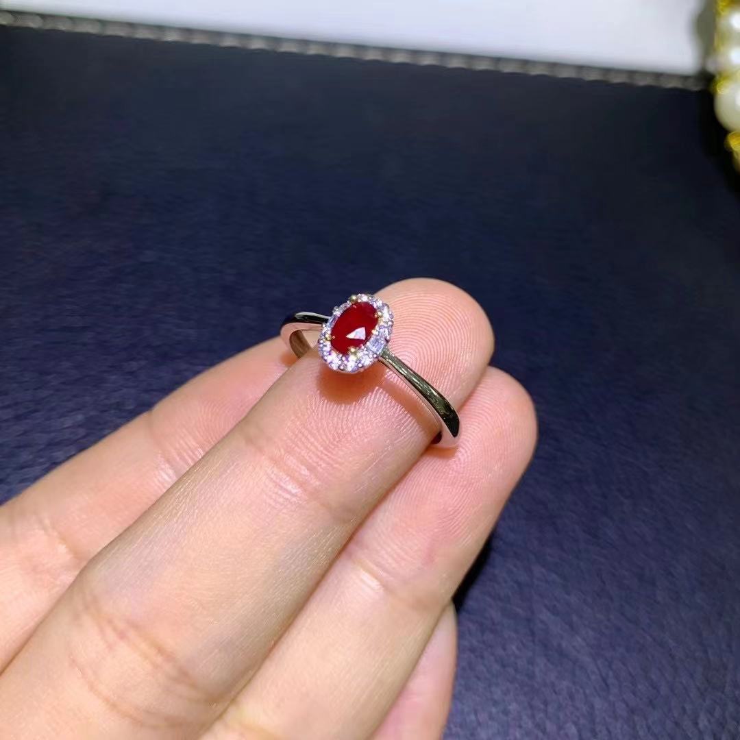 Natural Pigeon Blood Ruby Ring 925 Silver