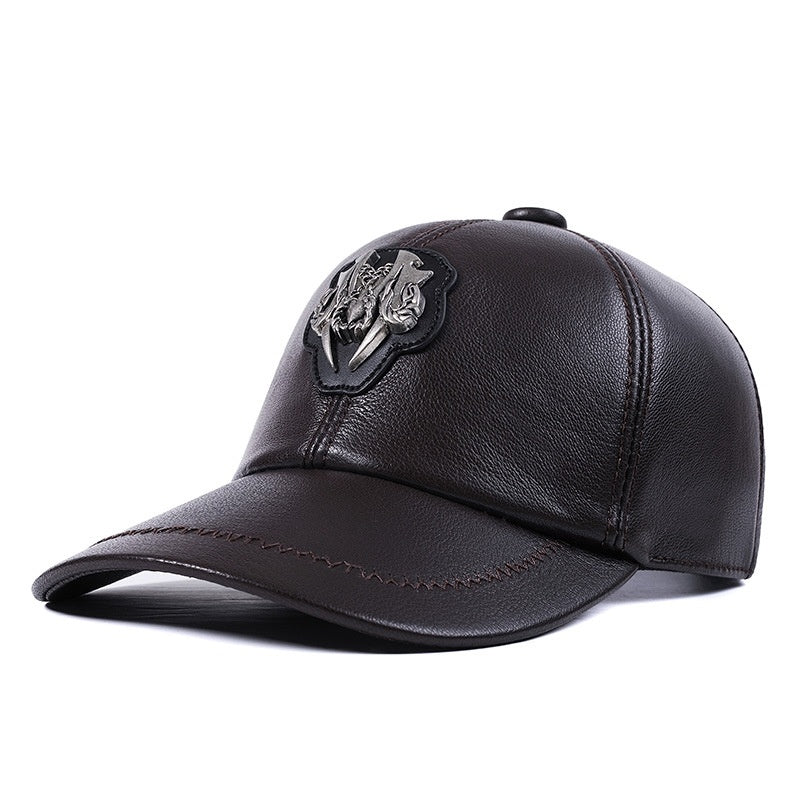 Genuine Leather Peaked Cap Men's And Women's Casual Goat Skin