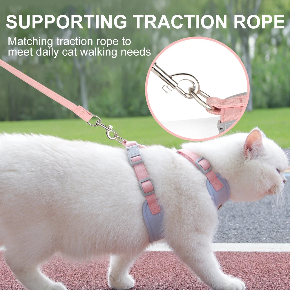 Breathable Nylon Mesh Dog and Cat Harness Leash Set