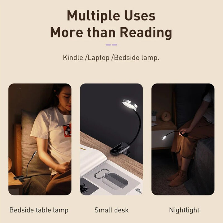 Dimmable LED Clip Desk Lamp: Portable USB Rechargeable Reading & Night Light